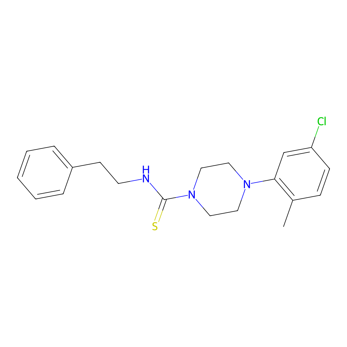 4-(5-chloro-2-methylphenyl)-N-(2-phenylethyl)piperazine-1-carbothioamide molecular structure, CAS 664971-74-8