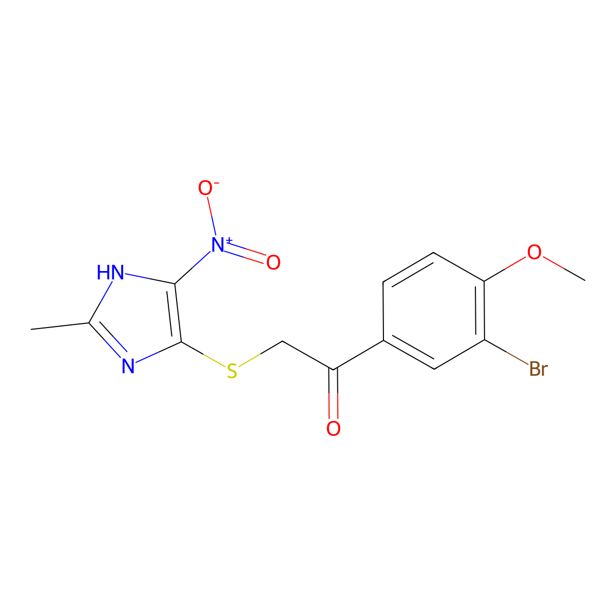 1-(3-bromo-4-methoxyphenyl)-2-[(2-methyl-5-nitro-1H-imidazol-4-yl)sulfanyl]ethanone molecular structure, CAS 664971-81-7