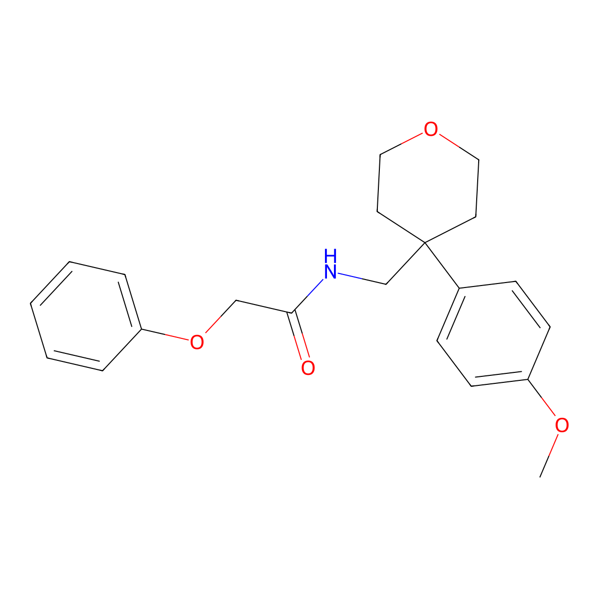 N-[[4-(4-methoxyphenyl)oxan-4-yl]methyl]-2-phenoxyacetamide molecular structure, CAS 664971-84-0
