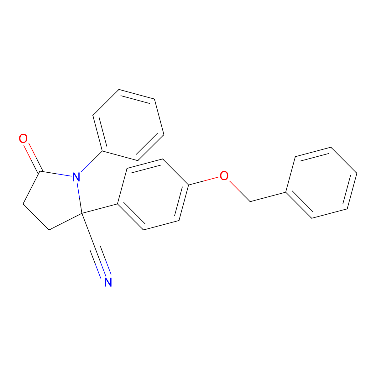 5-Oxo-1-phenyl-2-(4-phenylmethoxyphenyl)pyrrolidine-2-carbonitrile molecular structure, CAS 664972-08-1