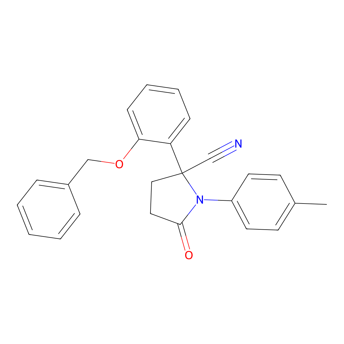 1-(4-Methylphenyl)-5-oxo-2-(2-phenylmethoxyphenyl)pyrrolidine-2-carbonitrile molecular structure, CAS 664972-09-2