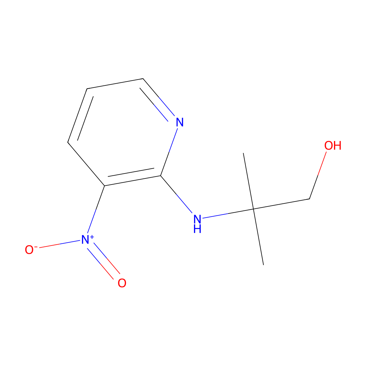 2-Methyl-2-((3-nitropyridin-2-yl)amino)propan-1-ol molecular structure, CAS 664972-87-6