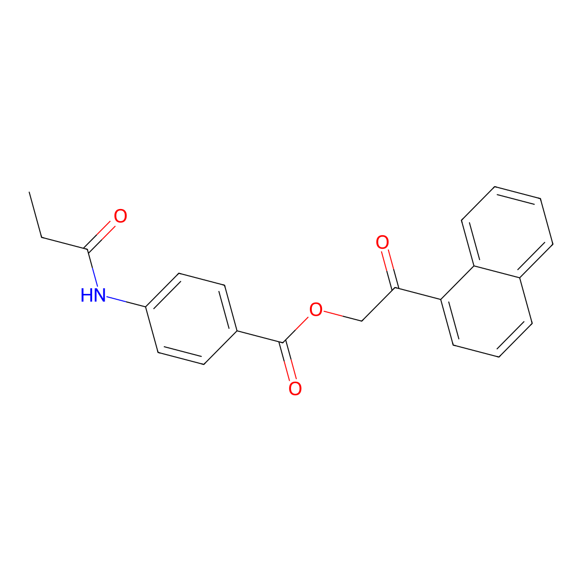 (2-Naphthalen-1-yl-2-oxoethyl) 4-(propanoylamino)benzoate molecular structure, CAS 664974-25-8