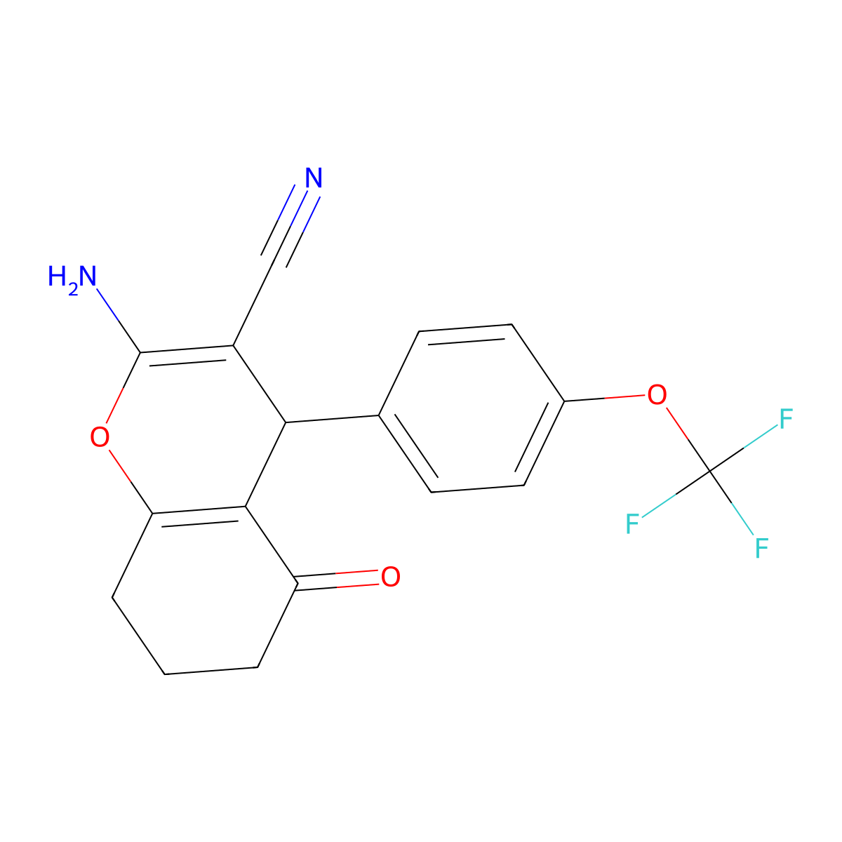 2-amino-5-oxo-4-[4-(trifluoromethoxy)phenyl]-5,6,7,8-tetrahydro-4H-chromene-3-carbonitrile molecular structure, CAS 664974-38-3