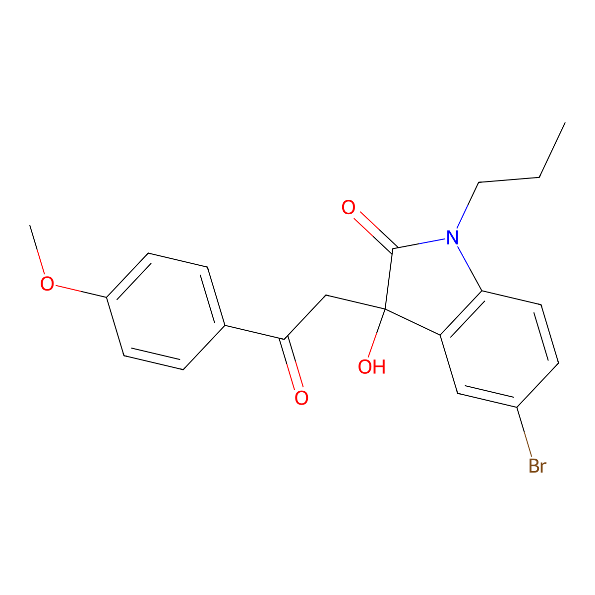 5-bromo-3-hydroxy-3-[2-(4-methoxyphenyl)-2-oxoethyl]-1-propyl-1,3-dihydro-2H-indol-2-one molecular structure, CAS 664975-10-4
