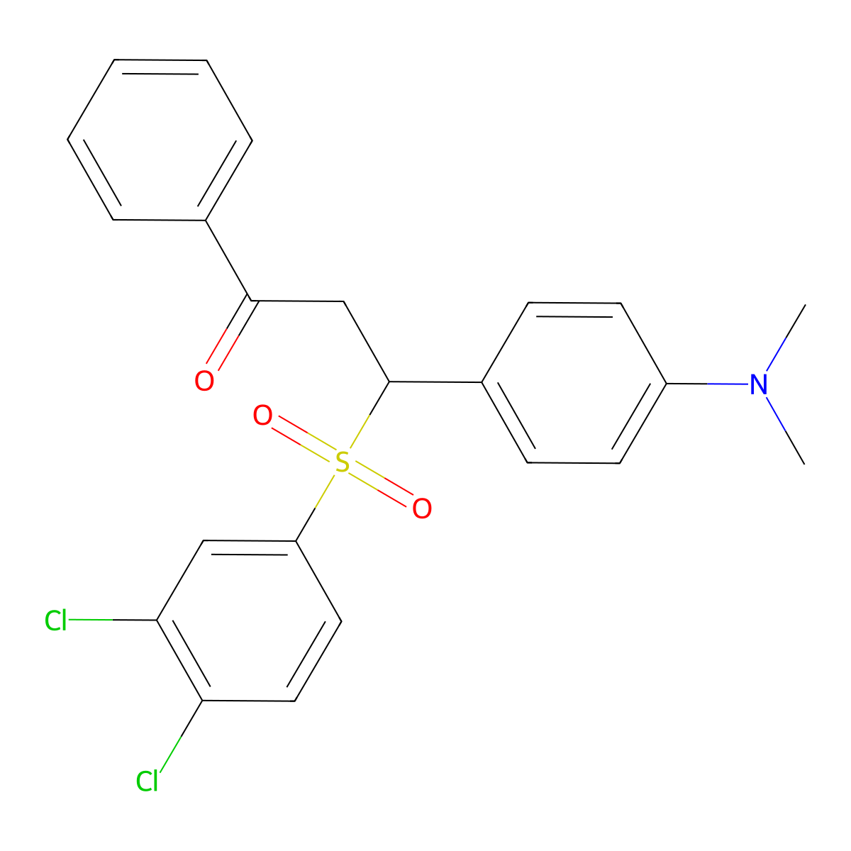 3-[(3,4-Dichlorophenyl)sulfonyl]-3-[4-(dimethylamino)phenyl]-1-phenylpropan-1-one molecular structure, CAS 664975-77-3