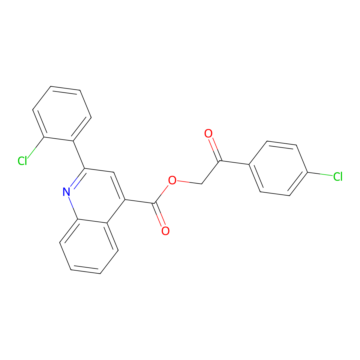 2-(4-Chlorophenyl)-2-oxoethyl 2-(2-chlorophenyl)quinoline-4-carboxylate molecular structure, CAS 664976-11-8