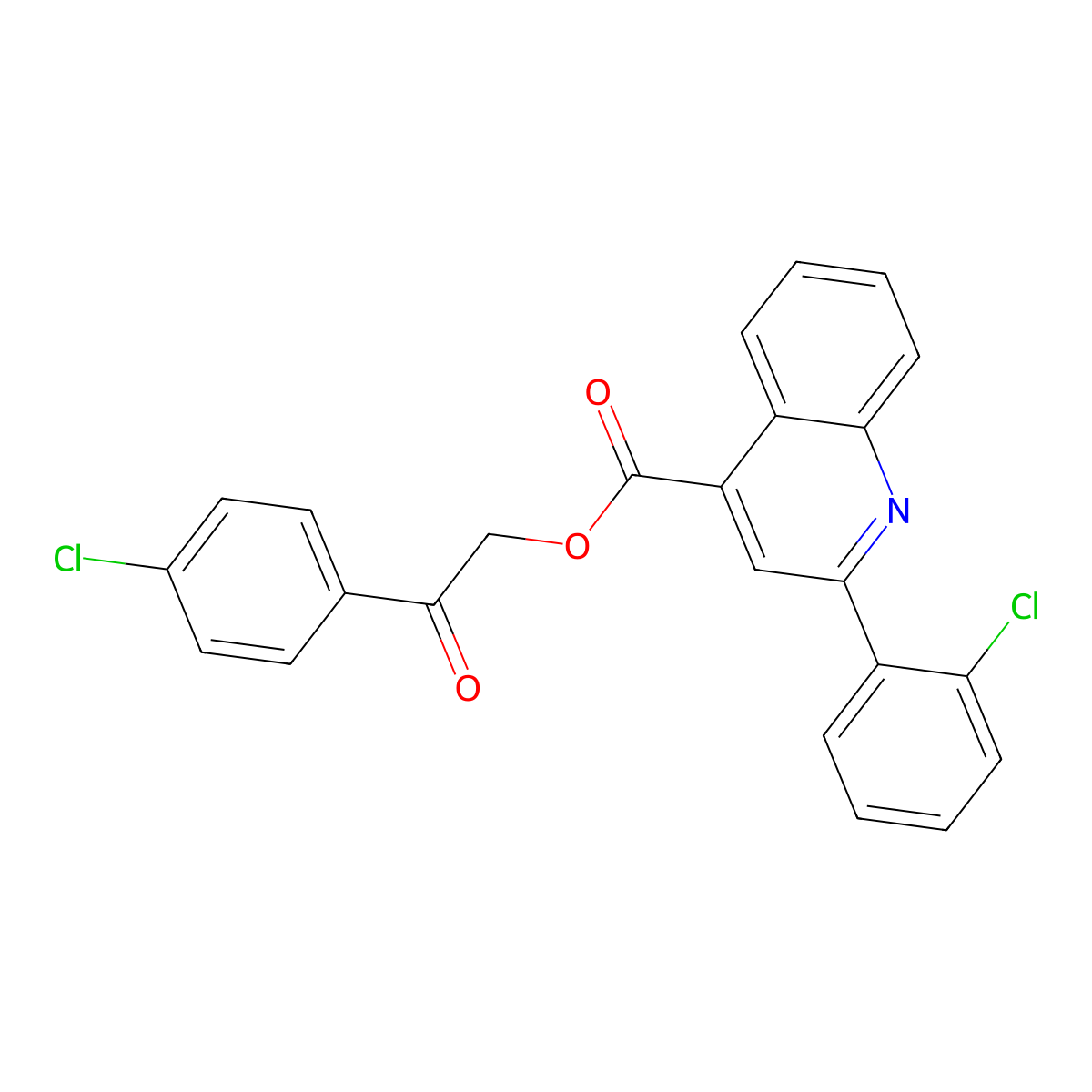 2-(4-Chlorophenyl)-2-oxoethyl 2-(2-chlorophenyl)quinoline-4-carboxylate molecular structure, CAS 664976-11-8