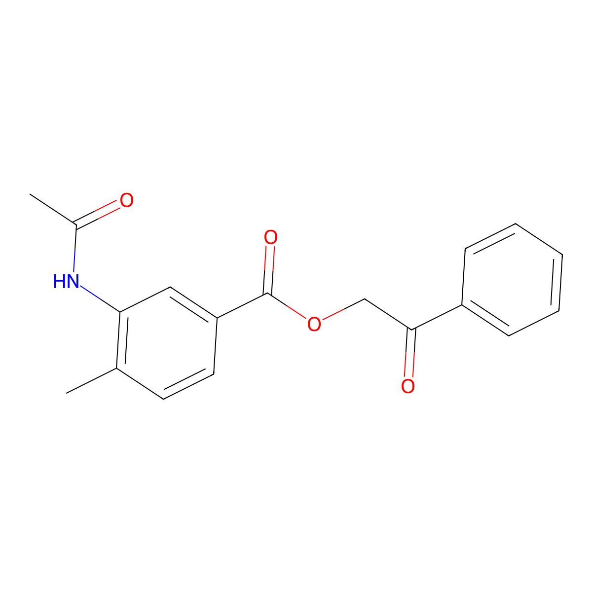 Phenacyl 3-acetamido-4-methylbenzoate molecular structure, CAS 664976-17-4
