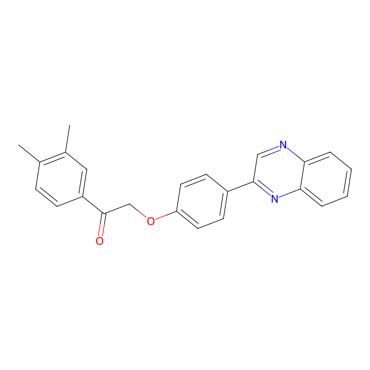 1-(3,4-Dimethylphenyl)-2-(4-quinoxalin-2-ylphenoxy)ethanone molecular structure, CAS 664976-68-5
