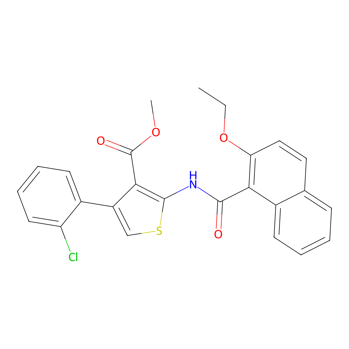 Methyl 4-(2-chlorophenyl)-2-[(2-ethoxy-1-naphthoyl)amino]-3-thiophenecarboxylate molecular structure, CAS 664978-08-9