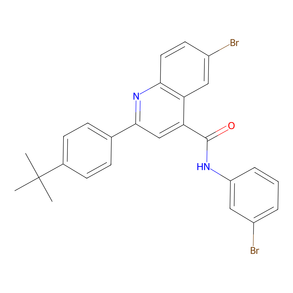 6-bromo-N-(3-bromophenyl)-2-(4-tert-butylphenyl)quinoline-4-carboxamide molecular structure, CAS 664978-19-2