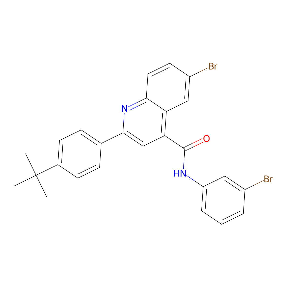 6-bromo-N-(3-bromophenyl)-2-(4-tert-butylphenyl)quinoline-4-carboxamide molecular structure, CAS 664978-19-2
