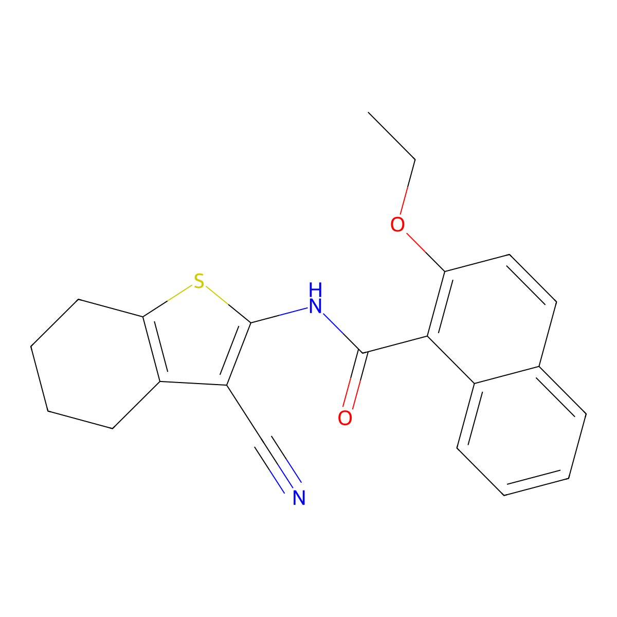 N-(3-cyano-4,5,6,7-tetrahydro-1-benzothiophen-2-yl)-2-ethoxynaphthalene-1-carboxamide molecular structure, CAS 664978-20-5