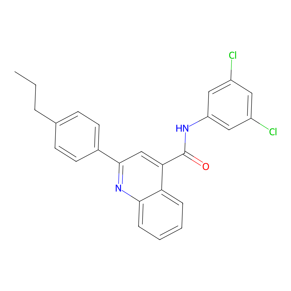 N-(3,5-dichlorophenyl)-2-(4-propylphenyl)quinoline-4-carboxamide molecular structure, CAS 664978-21-6