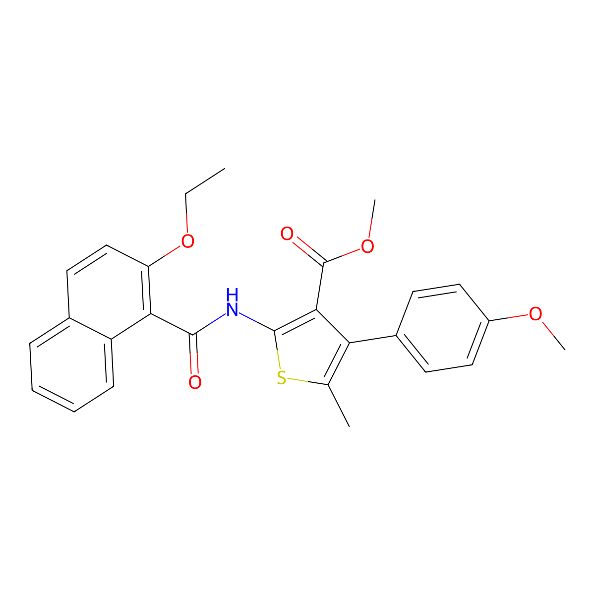 Methyl 2-[(2-ethoxy-1-naphthoyl)amino]-4-(4-methoxyphenyl)-5-methylthiophene-3-carboxylate molecular structure, CAS 664978-23-8