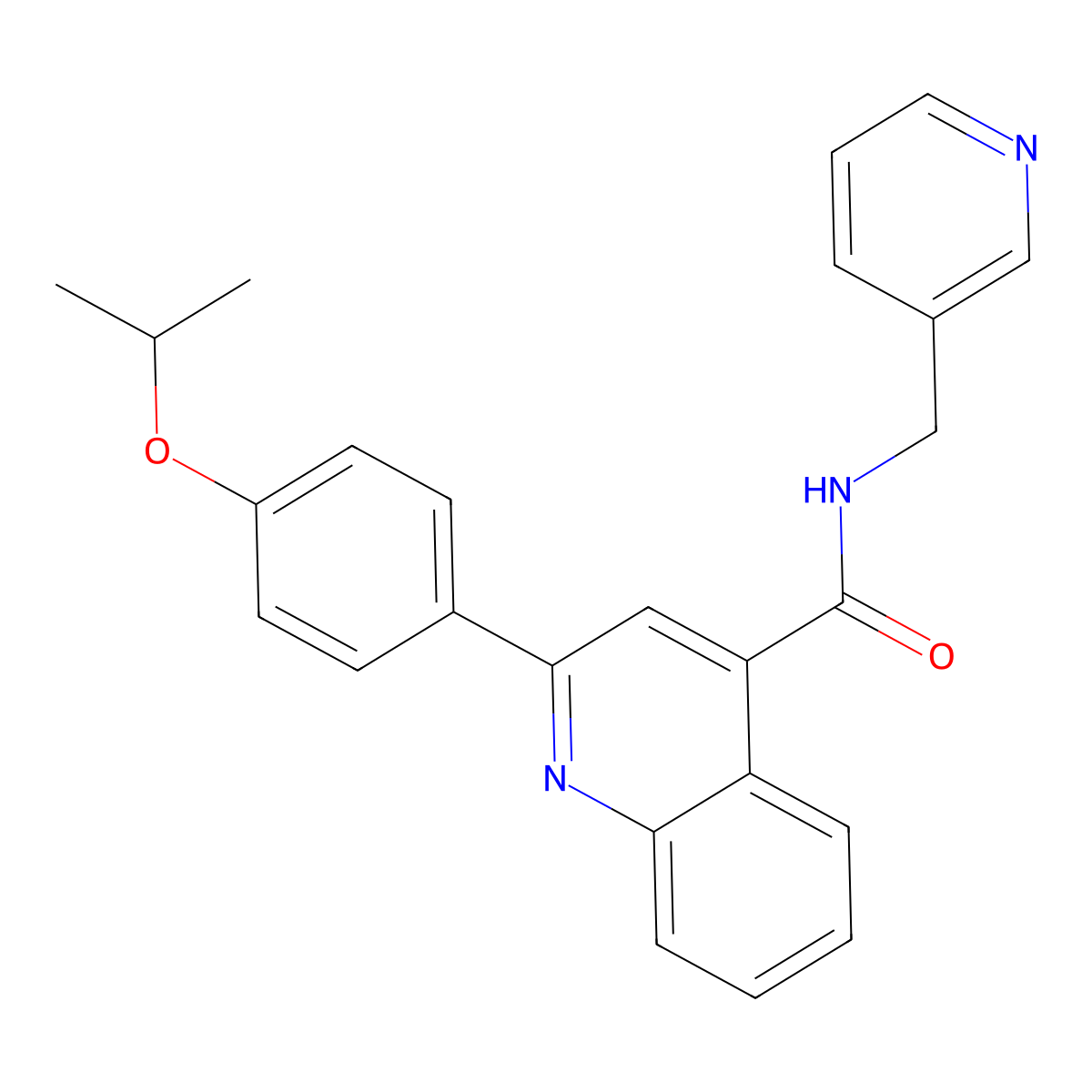 2-[4-(propan-2-yloxy)phenyl]-N-(pyridin-3-ylmethyl)quinoline-4-carboxamide molecular structure, CAS 664978-25-0