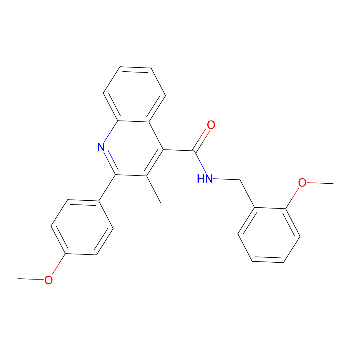 2-(4-methoxyphenyl)-N-[(2-methoxyphenyl)methyl]-3-methylquinoline-4-carboxamide molecular structure, CAS 664978-28-3