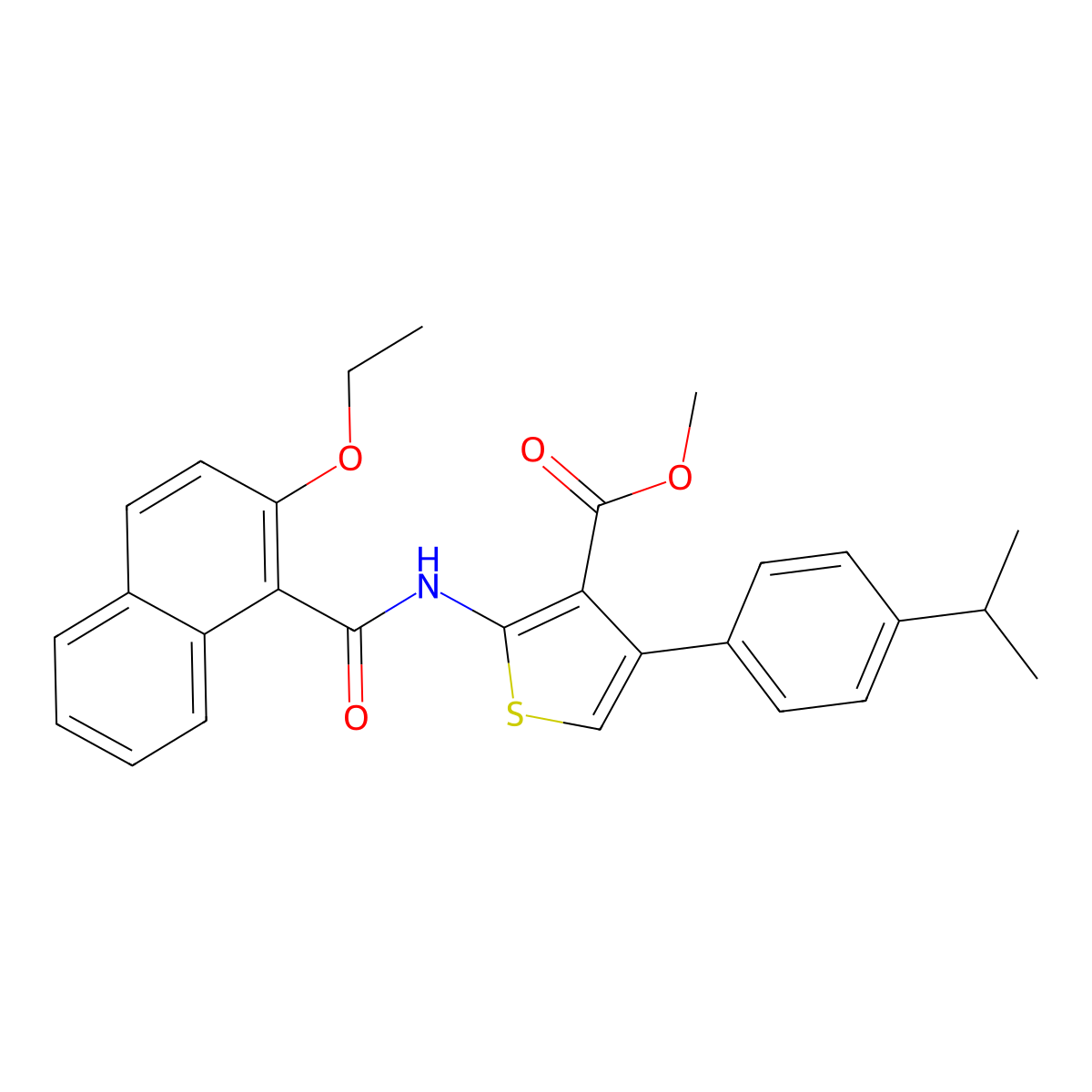 Methyl 2-[(2-ethoxy-1-naphthoyl)amino]-4-(4-isopropylphenyl)thiophene-3-carboxylate molecular structure, CAS 664978-31-8