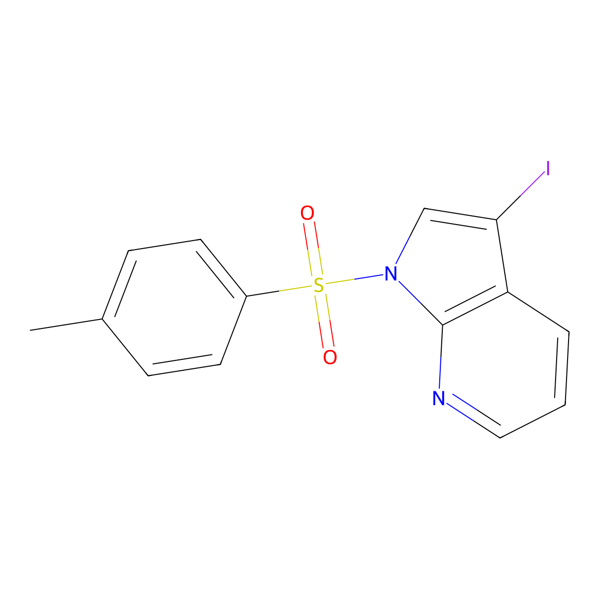 1H-Pyrrolo[2,3-b]pyridine, 3-iodo-1-[(4-methylphenyl)sulfonyl]- molecular structure, CAS 664982-01-8