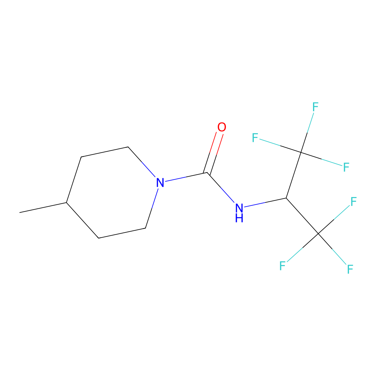N-(1,1,1,3,3,3-hexafluoropropan-2-yl)-4-methylpiperidine-1-carboxamide molecular structure, CAS 664983-03-3