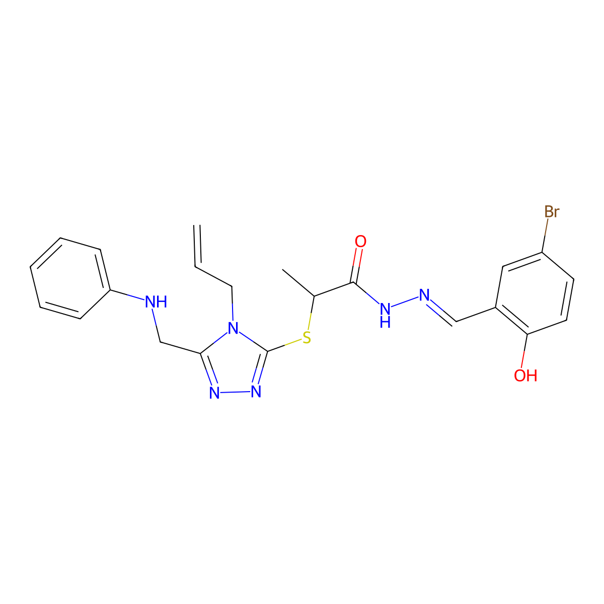 2-[[5-[(Phenylamino)methyl]-4-(2-propen-1-yl)-4H-1,2,4-triazol-3-yl]thio]propanoic acid 2-[(5-bromo-2-hydroxyphenyl)methylene]hydrazide molecular structure, CAS 664983-58-8