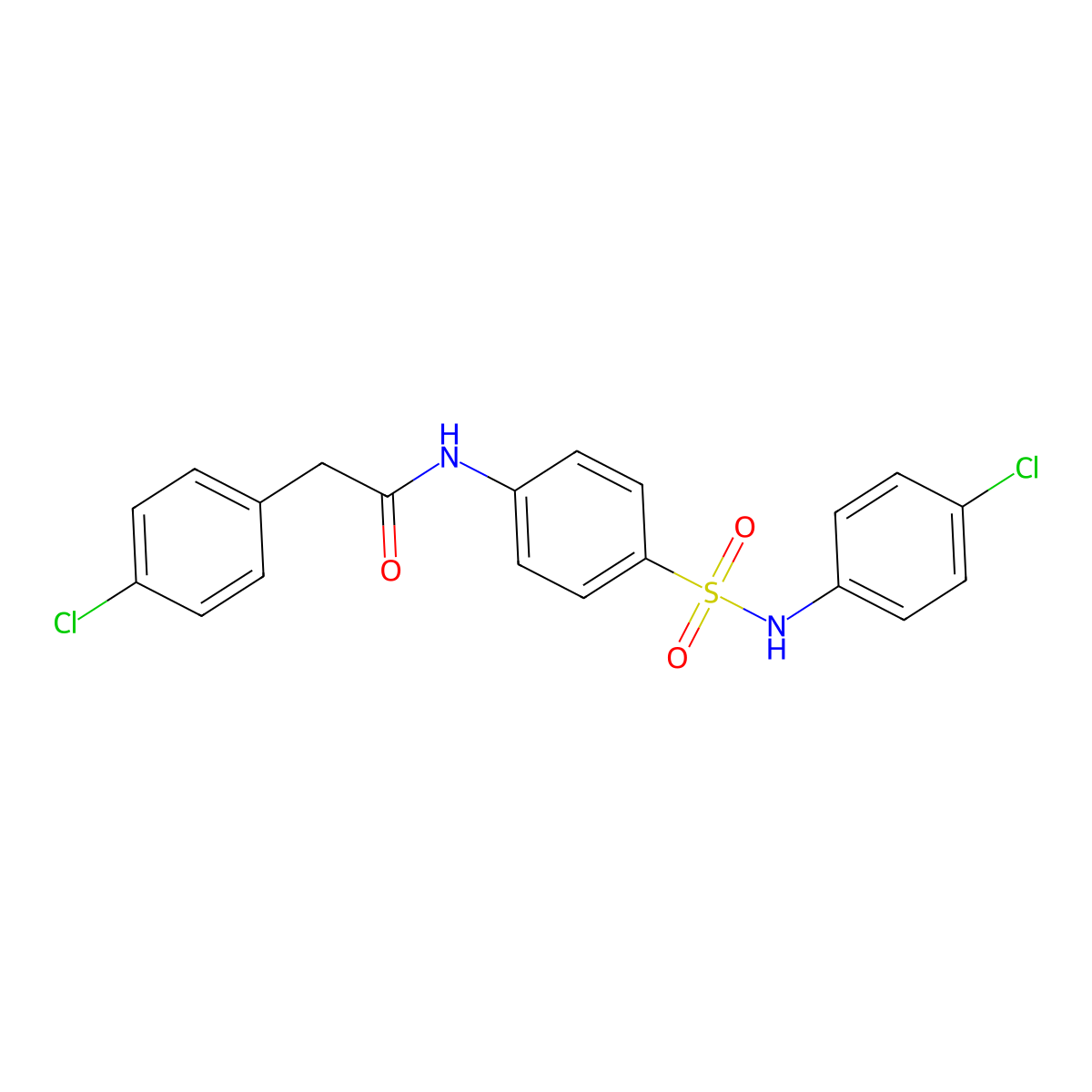 2-(4-chlorophenyl)-N-[4-[(4-chlorophenyl)sulfamoyl]phenyl]acetamide molecular structure, CAS 664984-46-7