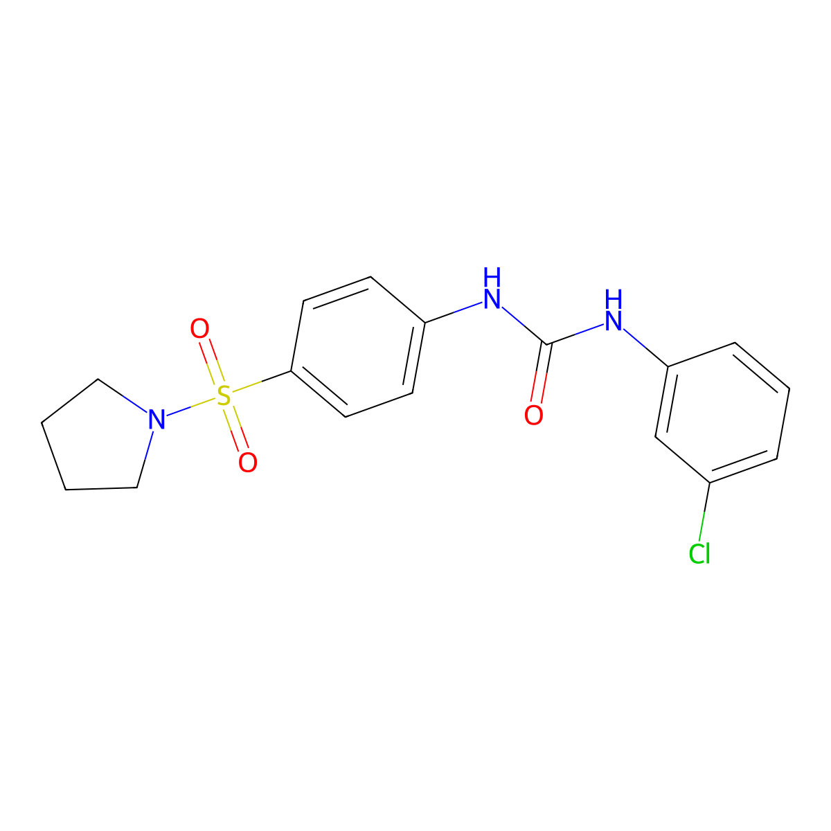 N-(3-chlorophenyl)-N'-[4-(1-pyrrolidinylsulfonyl)phenyl]urea molecular structure, CAS 664984-63-8