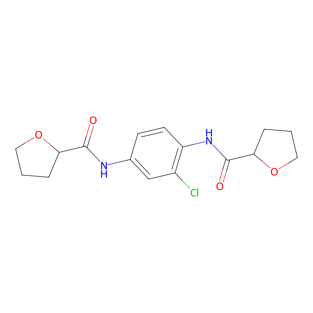 N-[3-chloro-4-(oxolane-2-carbonylamino)phenyl]oxolane-2-carboxamide molecular structure, CAS 664984-68-3