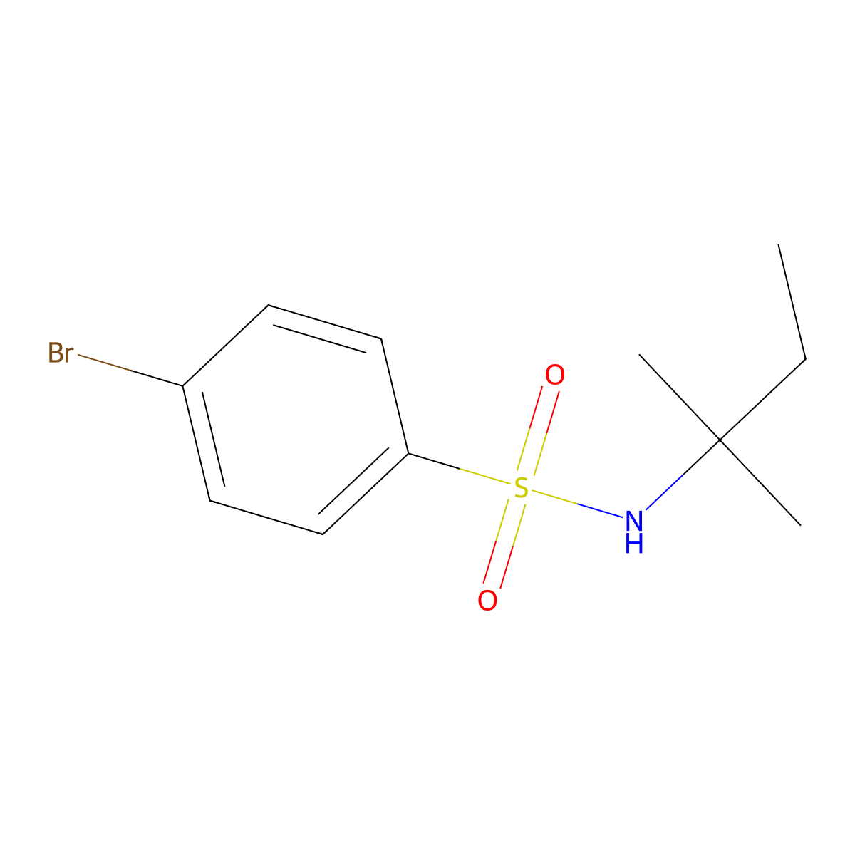 4-bromo-N-(2-methylbutan-2-yl)benzenesulfonamide molecular structure, CAS 664984-81-0