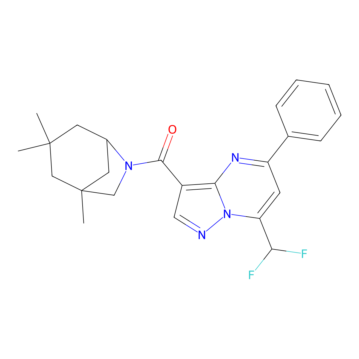 7-(Difluoromethyl)-5-phenyl-3-[(1,3,3-trimethyl-6-azabicyclo[3.2.1]oct-6-yl)carbonyl]pyrazolo[1,5-a]pyrimidine molecular structure, CAS 664985-18-6