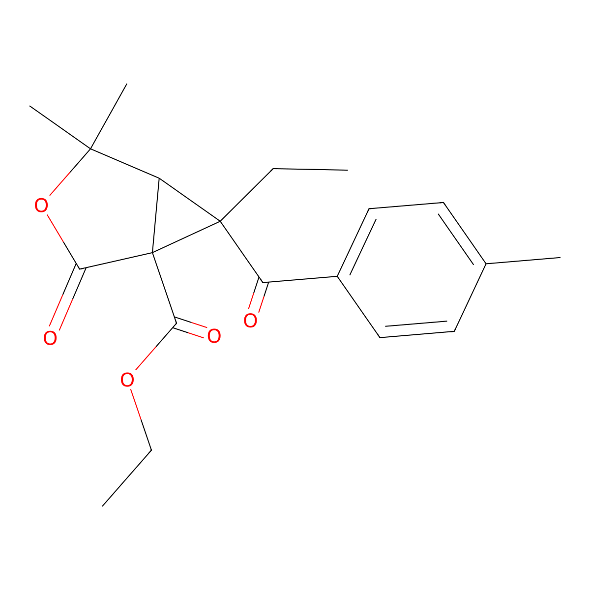 Ethyl 6-ethyl-4,4-dimethyl-6-(4-methylbenzoyl)-2-oxo-3-oxabicyclo[3.1.0]hexane-1-carboxylate molecular structure, CAS 664987-46-6