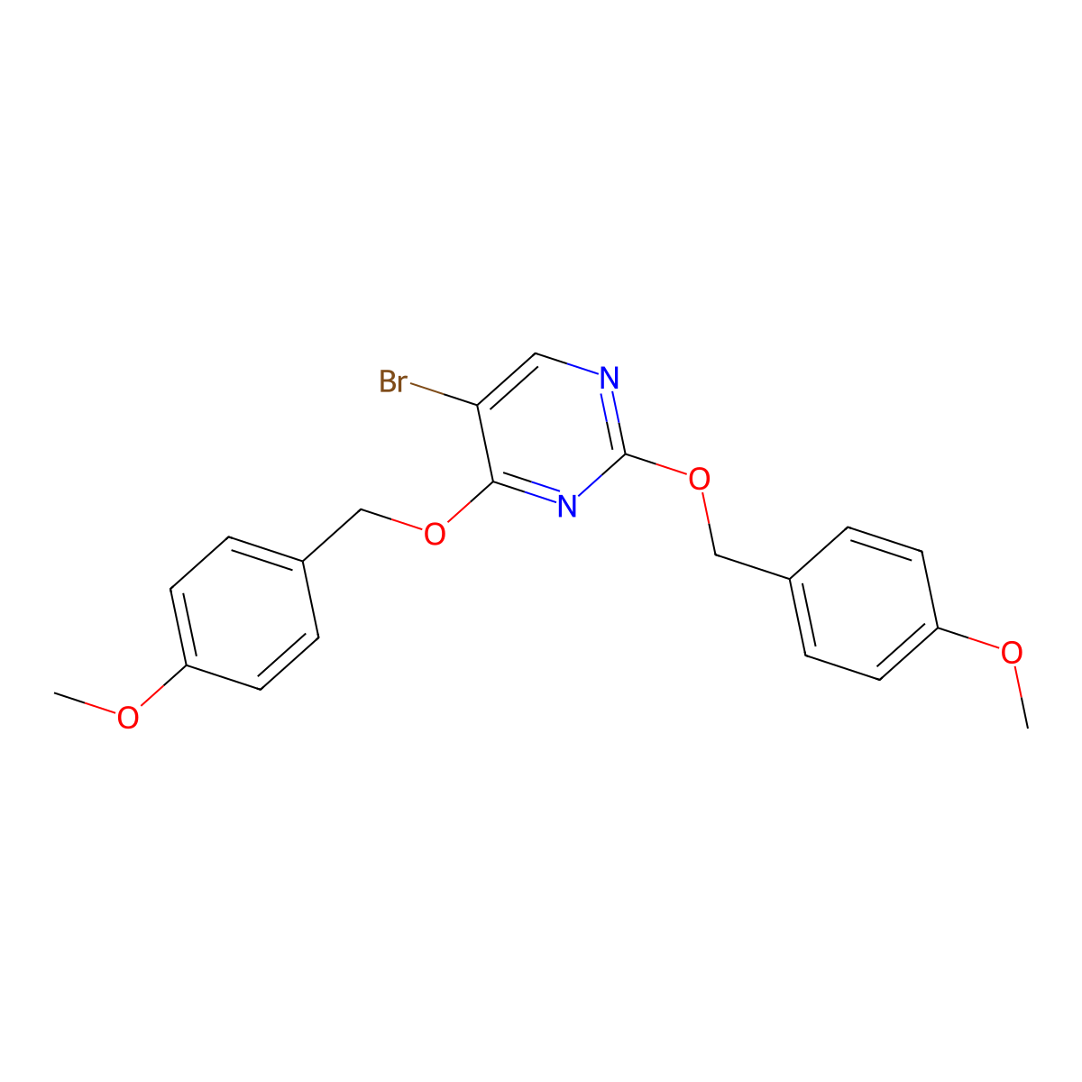 5-Bromo-2,4-bis((4-methoxybenzyl)oxy)pyrimidine molecular structure, CAS 664988-37-8