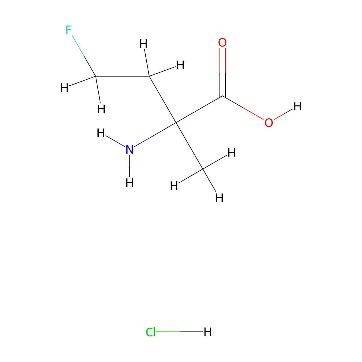2-Amino-4-fluoro-2-methylbutanoic acid hydrochloride molecular structure, CAS 664990-44-7