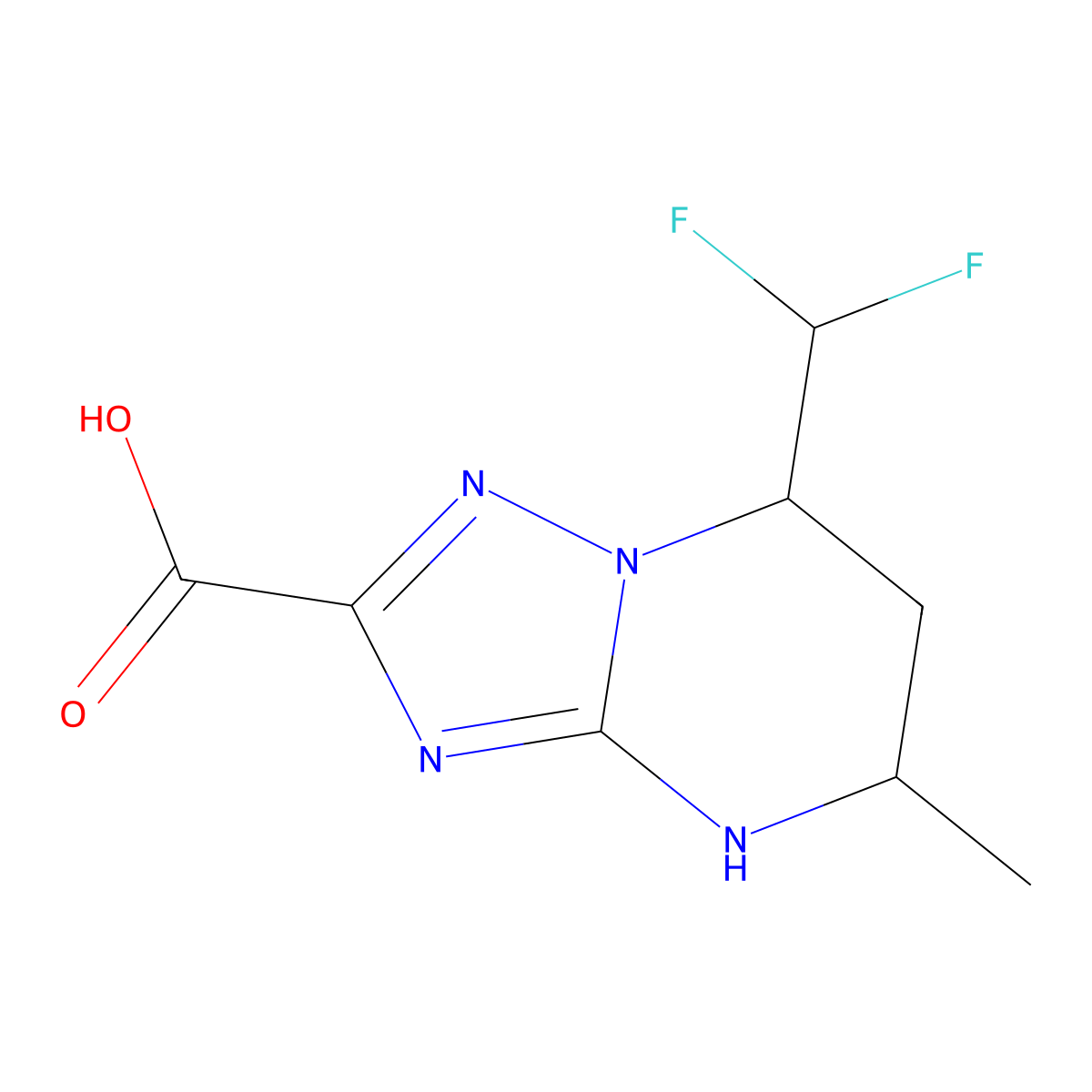 7-(Difluoromethyl)-5-methyl-4,5,6,7-tetrahydro-[1,2,4]triazolo[1,5-a]pyrimidine-2-carboxylic acid molecular structure, CAS 664992-04-5