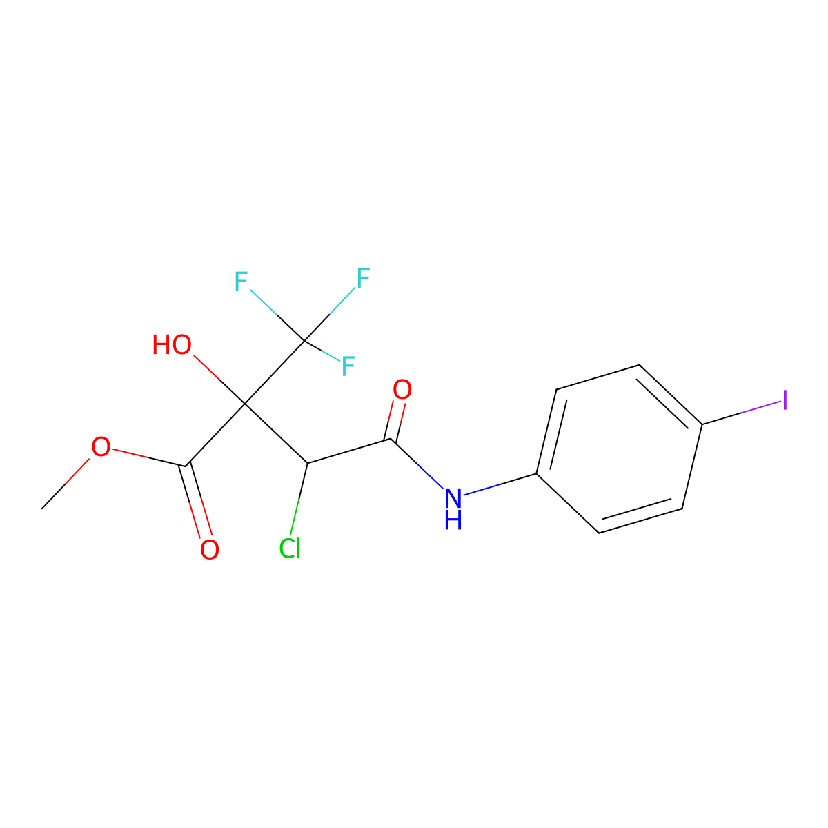 Methyl 3-chloro-2-hydroxy-4-(4-iodoanilino)-4-oxo-2-(trifluoromethyl)butanoate molecular structure, CAS 664992-58-9