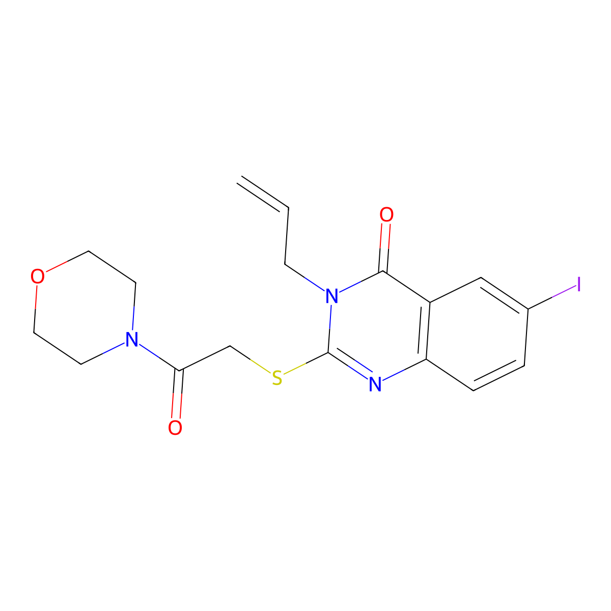 6-Iodo-2-(2-morpholin-4-yl-2-oxoethyl)sulfanyl-3-prop-2-enylquinazolin-4-one molecular structure, CAS 664993-05-9