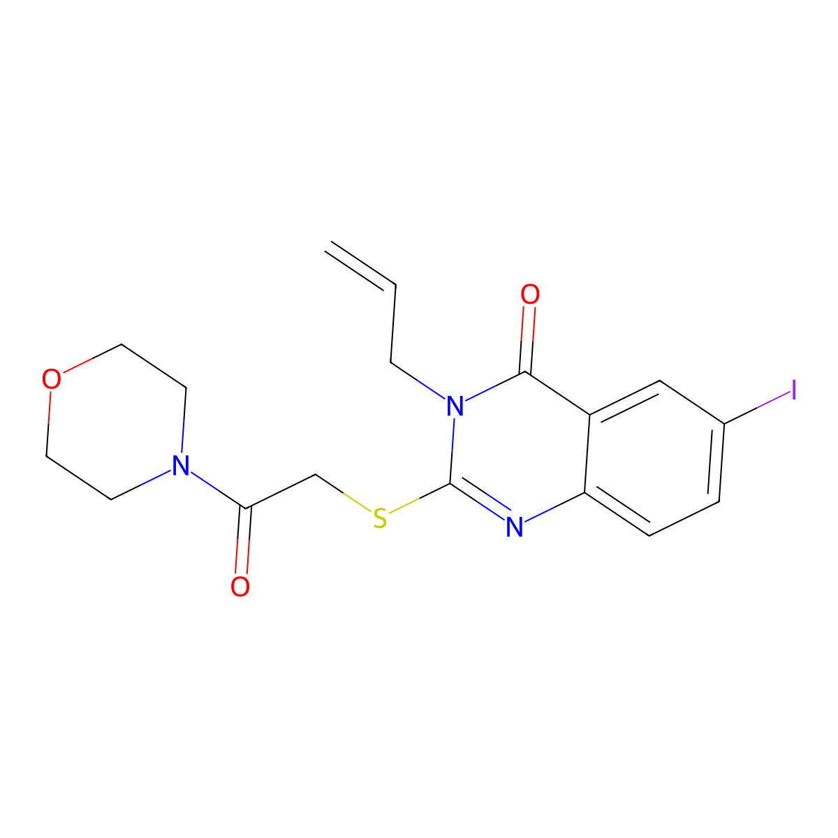6-Iodo-2-(2-morpholin-4-yl-2-oxoethyl)sulfanyl-3-prop-2-enylquinazolin-4-one molecular structure, CAS 664993-05-9
