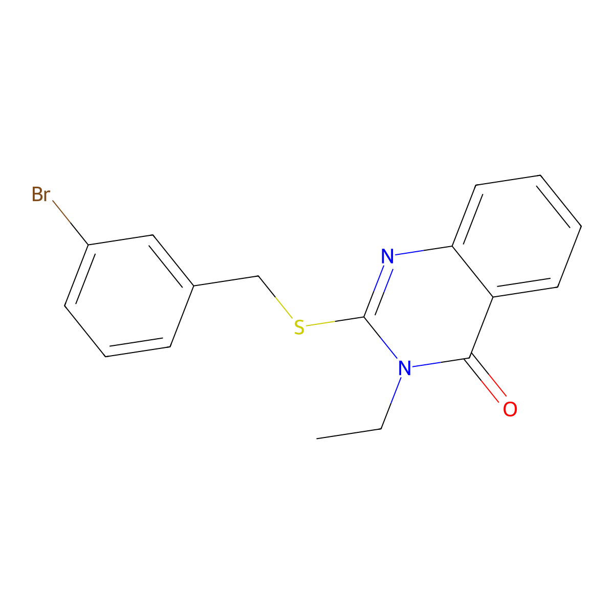 2-[(3-Bromophenyl)methylsulfanyl]-3-ethylquinazolin-4-one molecular structure, CAS 664993-09-3