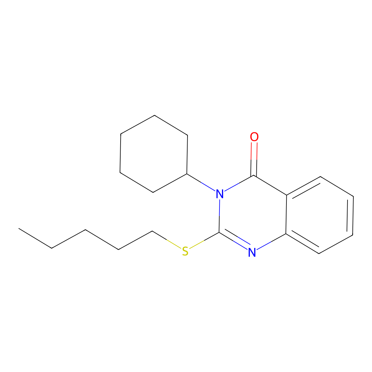 3-Cyclohexyl-2-pentylsulfanylquinazolin-4-one molecular structure, CAS 664993-10-6