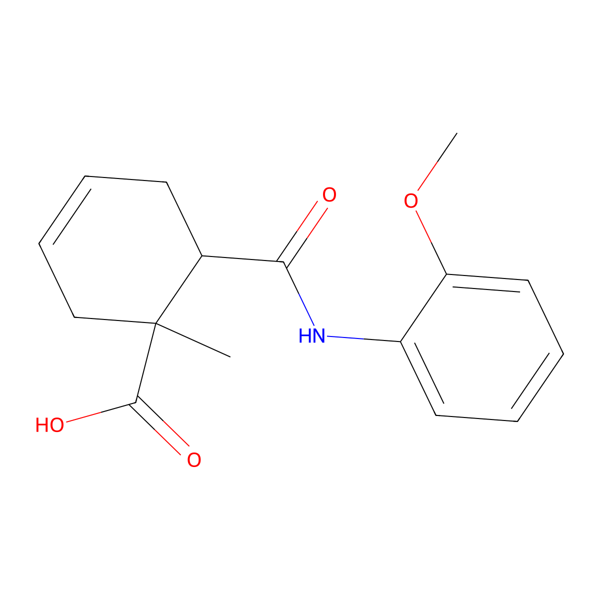 6-[(2-Methoxyanilino)carbonyl]-1-methyl-3-cyclohexene-1-carboxylic acid molecular structure, CAS 664993-15-1