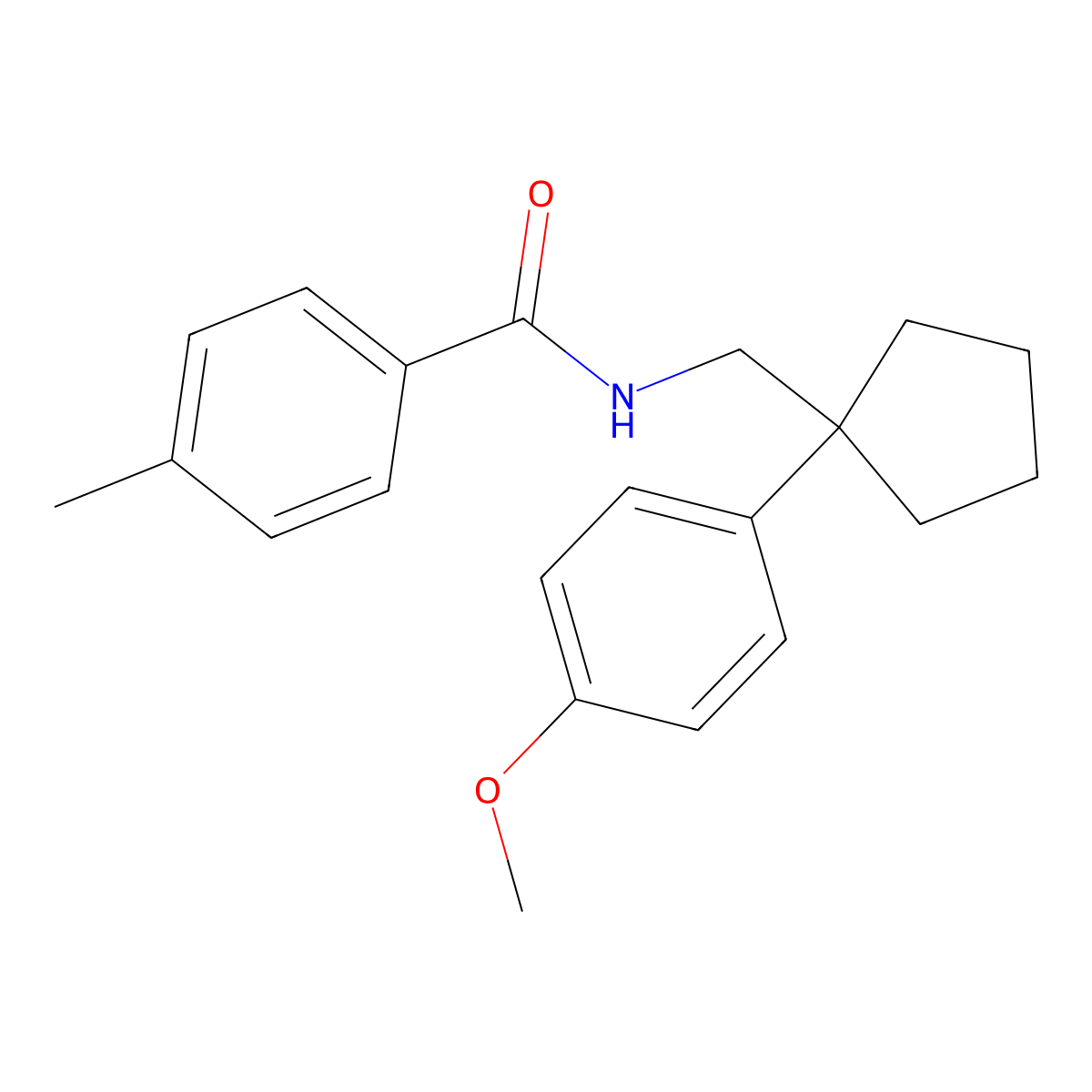 N-[[1-(4-methoxyphenyl)cyclopentyl]methyl]-4-methylbenzamide molecular structure, CAS 664993-24-2