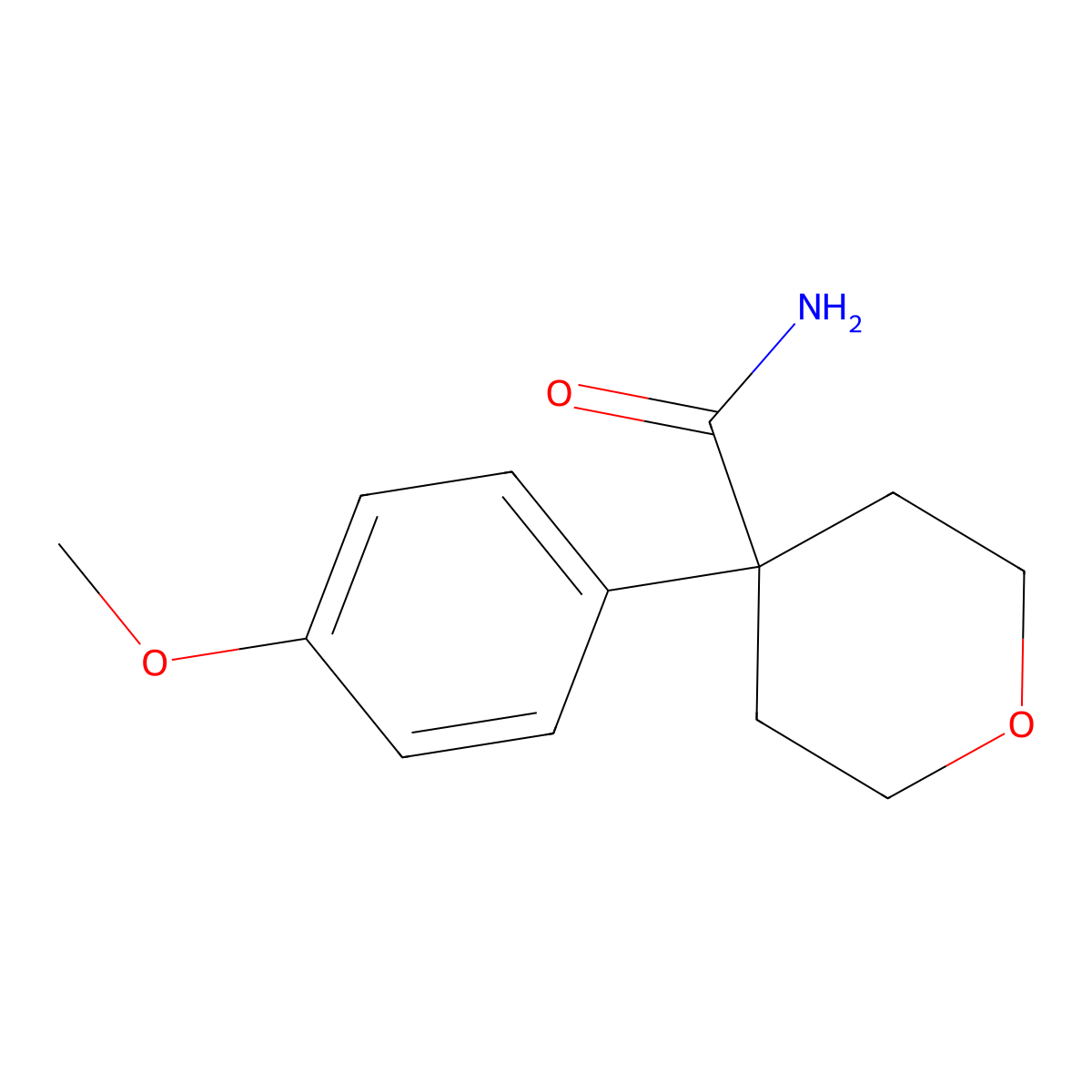 4-(4-methoxyphenyl)tetrahydro-2H-pyran-4-carboxamide molecular structure, CAS 664993-27-5