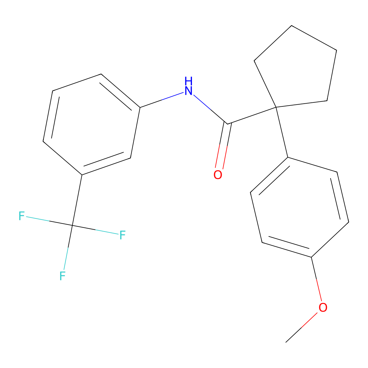 1-(4-methoxyphenyl)-N-[3-(trifluoromethyl)phenyl]cyclopentane-1-carboxamide molecular structure, CAS 664993-30-0