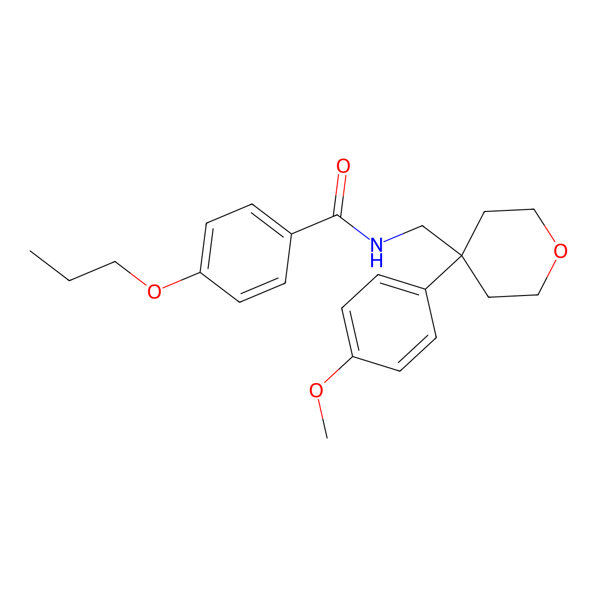 N-[[4-(4-methoxyphenyl)oxan-4-yl]methyl]-4-propoxybenzamide molecular structure, CAS 664993-41-3