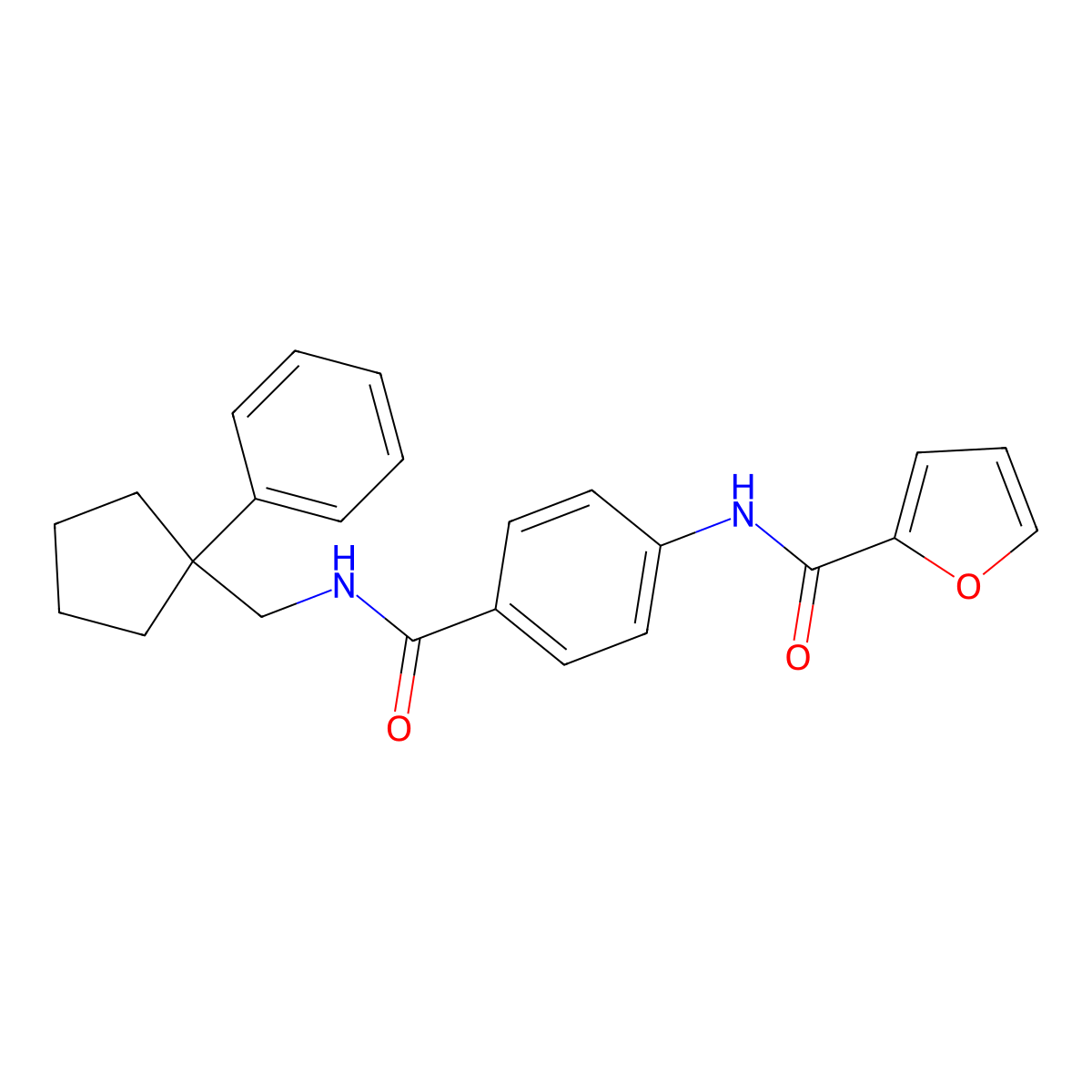 N-[4-[(1-phenylcyclopentyl)methylcarbamoyl]phenyl]furan-2-carboxamide molecular structure, CAS 664993-52-6