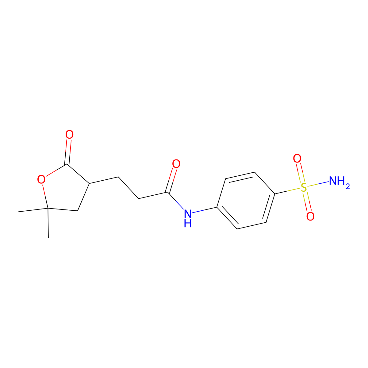 3-(5,5-dimethyl-2-oxooxolan-3-yl)-N-(4-sulfamoylphenyl)propanamide molecular structure, CAS 664993-84-4