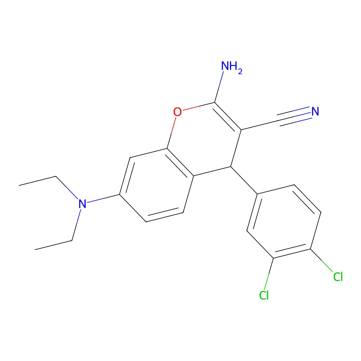 2-amino-4-(3,4-dichlorophenyl)-7-(diethylamino)-4H-chromene-3-carbonitrile molecular structure, CAS 664999-64-8