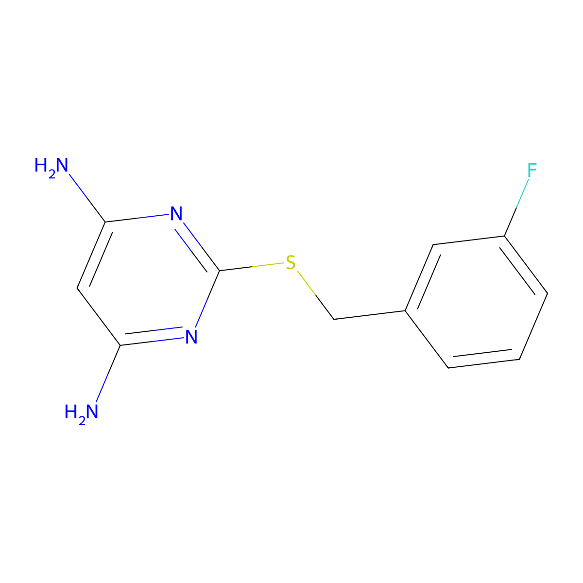 2-[(3-Fluorophenyl)methylthio]pyrimidine-4,6-diamine molecular structure, CAS 664999-73-9