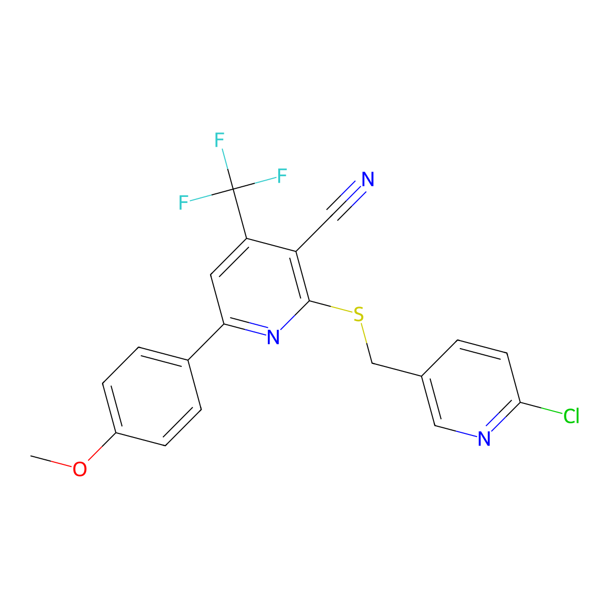 2-{[(6-Chloro-3-pyridinyl)methyl]sulfanyl}-6-(4-methoxyphenyl)-4-(trifluoromethyl)nicotinonitrile molecular structure, CAS 664999-86-4